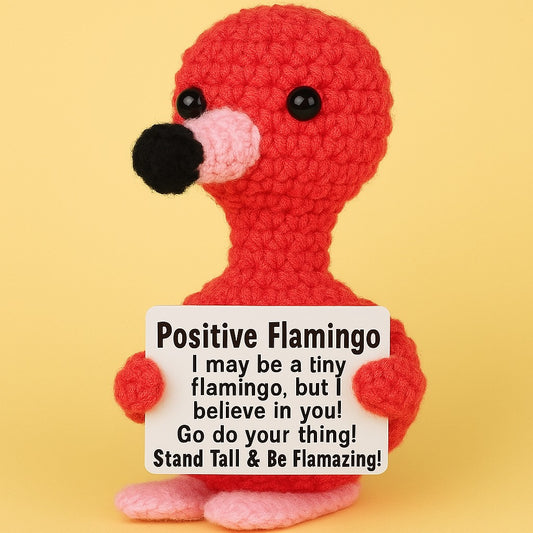 Positive Crochet Flamingo – Handmade Inspirational Plush by Handcrafti