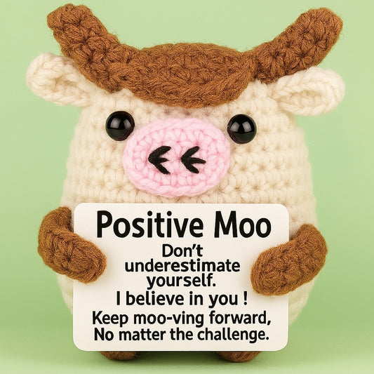Mini Handmade Crochet Cow – Emotional Support Gift by Handcrafti