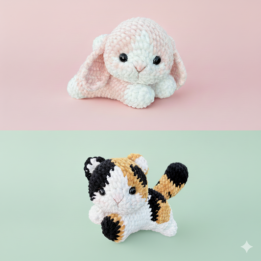 Crochet Cat & Bunny Pattern Bundle PDF – Sweet Fluffy Friends