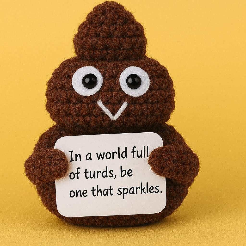 Funny Knitted Doll with Encouraging Card – Unique Gag Gift by Handcrafti